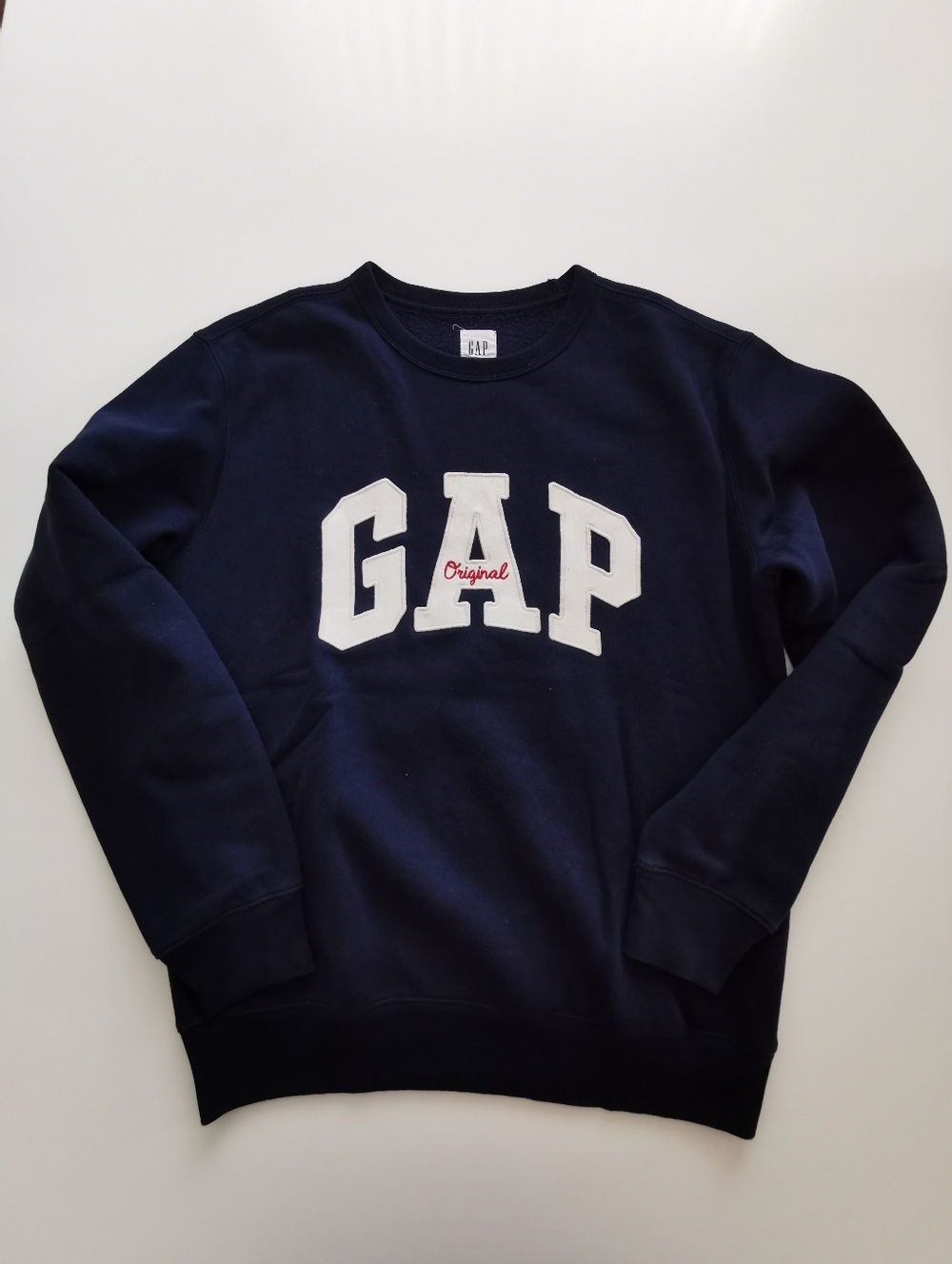 GAP Navy Crewneck Sweatshirt Original A Tapestry Navy White Patch Logo Graphic